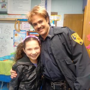 Rebecca with Mitchell Jarvis on set of the film Fools Day