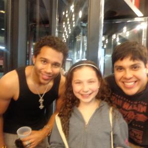 Rebecca with Corbin Blue and George Salazar Godspell on Broadway