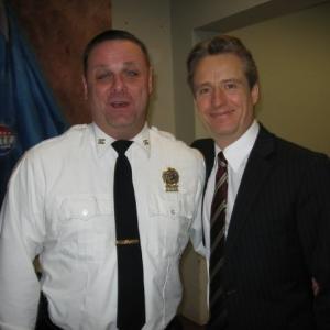 WITH FRIEND LINUS ROACHE ON SET OF 