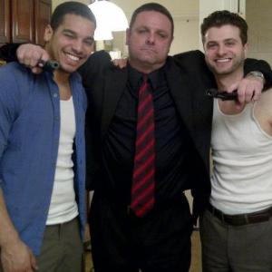 On set of Fear with costars Roman Limonta  Marcus Bender