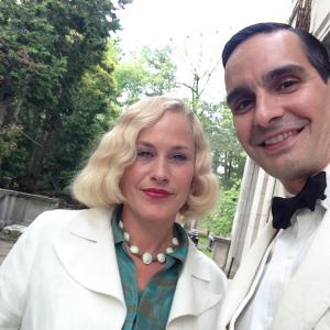 Oscar winner Patricia Arquette strikes a selfie pose with Jorge Ferragut on set of Boardwalk Empire after shooting their scene