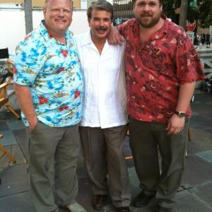 Larry Joe Campbell Alan Fritz and Josh Funk lr before filming the final scene for A Change of Heart 2014