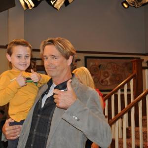 Cameron and John Schneider on the set of Working Class