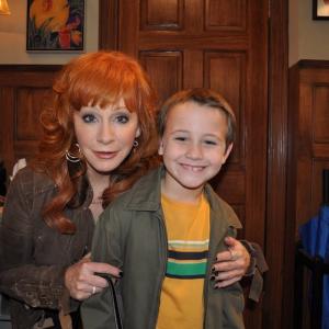 Reba and Cameron on the set of Working Class