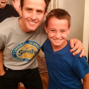 Joey McIntyre and Cameron Castaneda on the set of The McCarthys Photo bomb courtesy of Tyler Ritter