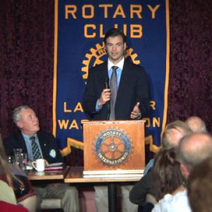 ActorDirector David Bertelsen plays the role of Eric Detzer addressing the LaConner Rotary club in the film Poppies Odyssey of an Opium Eater