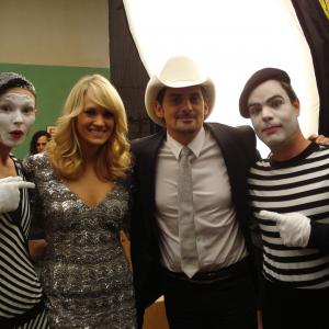 On the set with Brad Paisley and Carrie Underwood