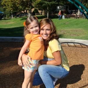 9/20/09: Alyssa with her movie Mom Nikki Deloach on set of Flying Lessons.