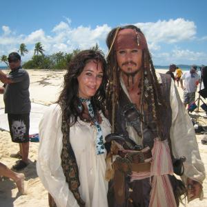 w Johnny Depp on Pirates of the Caribbean On Stranger Tides