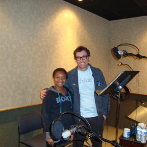 Kiara with Tom Kenny (the voice of SpongeBob) on the set of Doc McStuffins