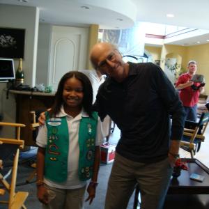 Kiara with Larry David on the set of Curb Your Enthusiasm
