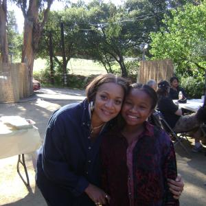 Kiara and on screen Mom Michole White on the set of I Will Follow