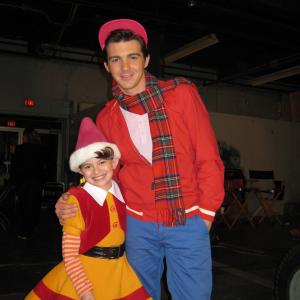 Dalila Bela  Drake Bell on the set of the Movie A Fairly Odd Christmas