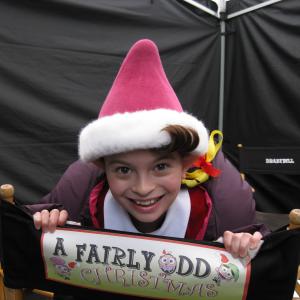 Dalila Bela on the set of the Movie A Fairly Odd Christmas
