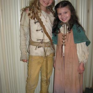 Dalila Bela & Megan Charpentier on the set of Red Riding Hood