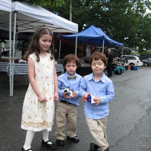Dalila Bela  the Twins Owen  Connor Fielding on the set of Diary of a Wimpy Kid 2Rodrick Rules