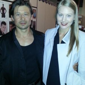 Tatyana Forrest with Andrei Kovski on the set of Almost Human