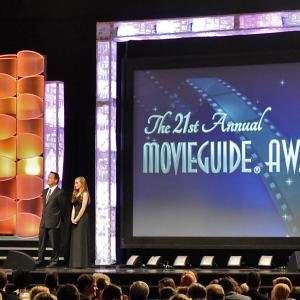 James M. De Vince accepting an award at the MovieGuide Awards in Hollywood.