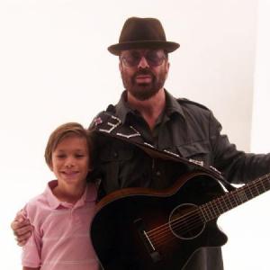Dave Stewart and Christian Traeumer on set after they sang the stand up to cancer songawesome