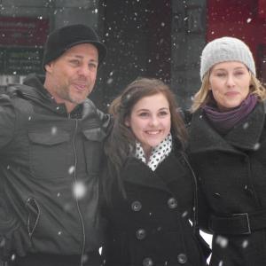 Louis Mandylor, Emily Stranges and Jeanette Roxborough on set of Tension(s) movie