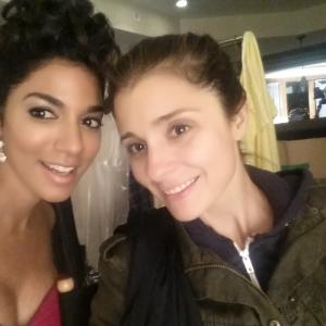 Melissa Elias and Shiri Appleby on the set of UNREAL for Lifetime Television