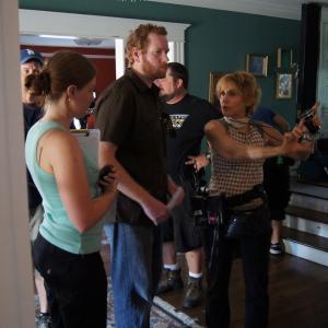 Director Todd Berger and cinematographer Nancy Shcreiber on the set of Its A Disaster
