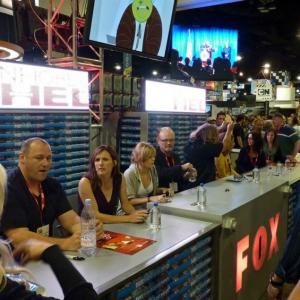 comic con booth for Neighbors From Hell with Will Sasso, Molly Shannon, Tracey Fairaway, Kurtwood Smith and Pam Brady