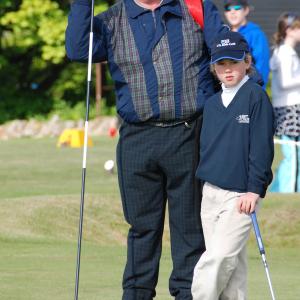 Sam Taylor with caddy Finlay Jardine Kilspindie Golf Course Scotland