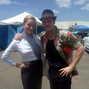 Caitlin with Kevin Dillon, on set of HBO's 