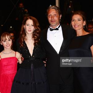 Melisine Mayance, Roxane Duran, Mads Mikkelsen and his wife at the Cannes Film Festival 2013 for 