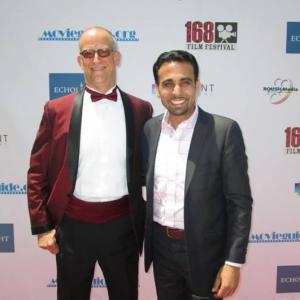 Joseph Steven appearing with buddy Iyad Hajjaj last years Best Supporting Actor on this years 168 Project Film Festival red carpet where their respective films screened in early August 2013