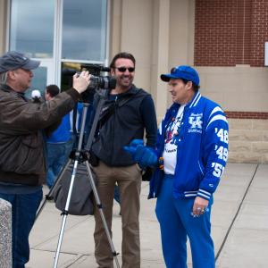 Ronnie Dee Blair  Wm Wade Smith interviews The UK Boogie Man in front of Rupp Arena for the movie Red v Blue