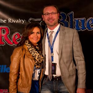 Producer Wm. Wade Smith & his Sister, Diana Smith Bowling, on the blue carpet press line for premiere of Red v Blue in the Lexington Opera House