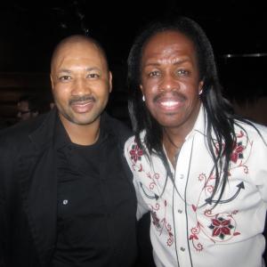 Alex Al with Earth Wind  Fires legendary bassist Verdine White after performing together at live TV show Alex supported the legendary band on keyboards and bass