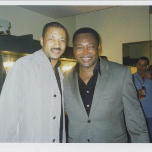 Alex Al with legend, George Benson on break at studio. Alex played bass on the 'Standing Together' album, and also co-wrote the song, 'Cruise Control' for the album.