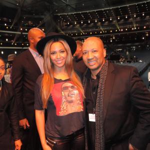 Alex Al and Beyonce at Stevie Wonder Tribute onstage right after show.