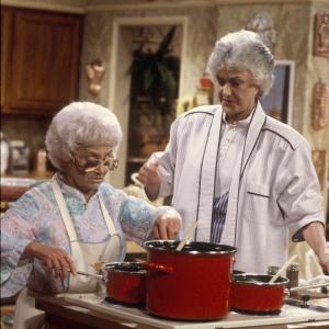 Still of Estelle Getty and Bea Arthur in The Golden Girls 1985
