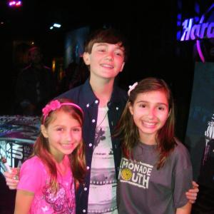 Sophia Strauss with Victoria Strauss and Greyson Chance at the VIP CD Release Party at the Hard Rock Cafe.