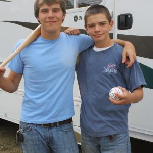 Ty with actor Justin Miles after completing the baseball scenes in Hero
