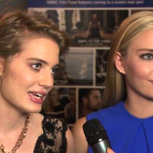 Clara Pasieka  Emilia McCarthy are interviewed on the red carpet at the OMDC gala at TIFF 2014
