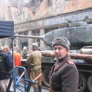 on the set of A Woman in Berlin