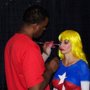 Body painted at Captain America