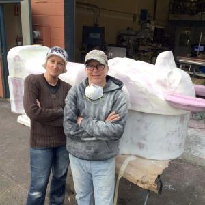 Sam Cobb (l), Tim Oakley (r) sculpting something big for NBC.