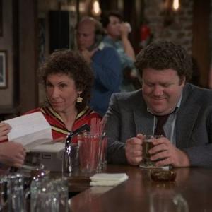 Still of Shelley Long George Wendt and Rhea Perlman in Cheers 1982