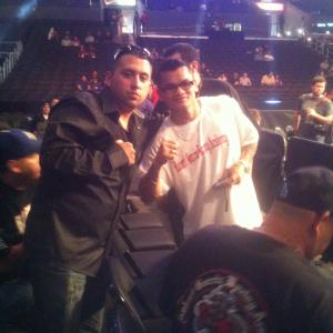 Thomas Rivas And Marcos El Chino  Maidana in Los Angeles CA at the Ortiz vs Lopez Fight in the Staples Center