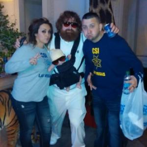 Lorena Rivas, Thomas Rivas on Las Vegas Blvd with Zack Galifianakis impersonator