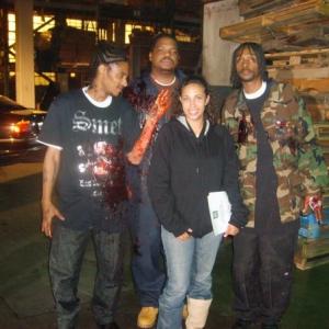 Natasha Pierson and Bone Thugs-n-Harmony on the set of 