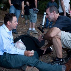 Shawn Flanagan (right) directs Geordie Prodis and D. Michael Kane, on the set of 