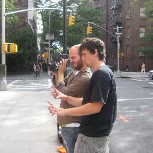 Cinematographer Jesse Eitner and director Armando Fonseca on set Just Family