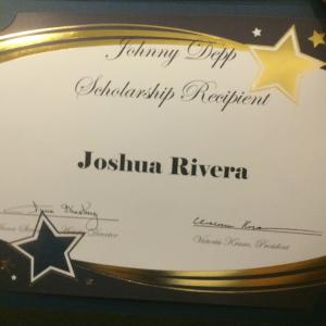 Joshua Rivera is the first Johnny Depp Scholarship recipient 2013 - 2015